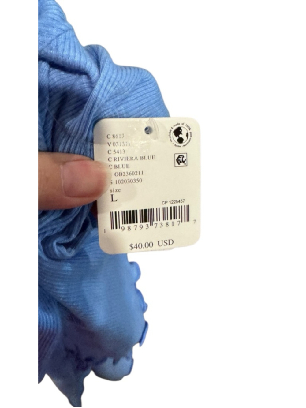 Women's Free People Blue Ribbed Hoodie Sweatshirt Standard L q11 - Picture 3 of 3